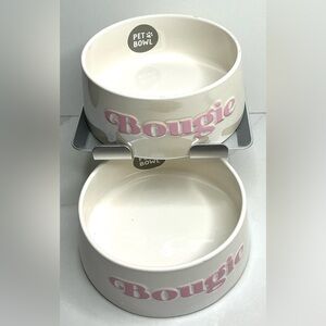 2 Rocky Bear Ceramic Pet Bowl Small 5” Bougie Hand Wash New